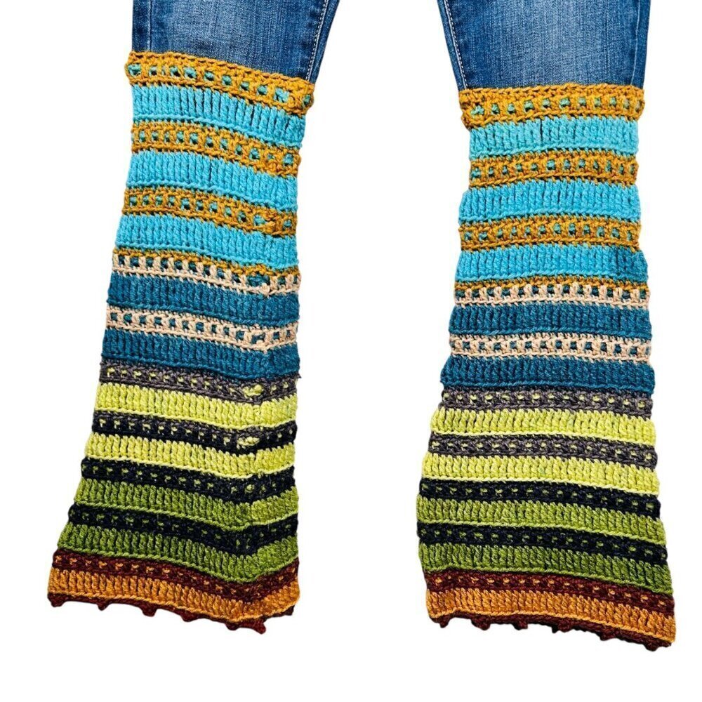 2/$30 Old Navy Sweetheart Boho Knit Multicolor Jeans Size 00 Bohemian - Picture 3 of 5